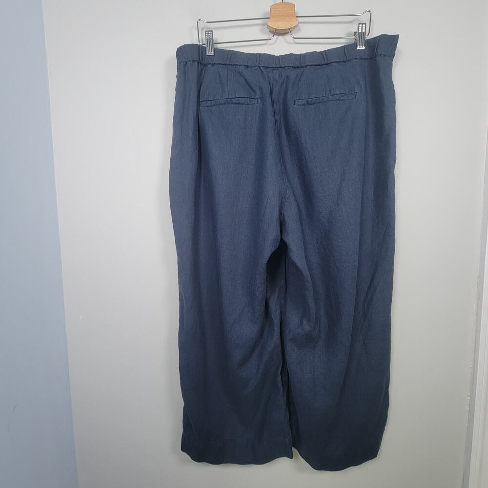 J. Jill Love Linen XL Wide Leg Side Zip Ankle Pants Navy - Picture 2 of 14